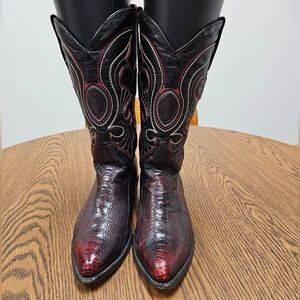Los Altos Men's Black Cherry Ostrich Boots